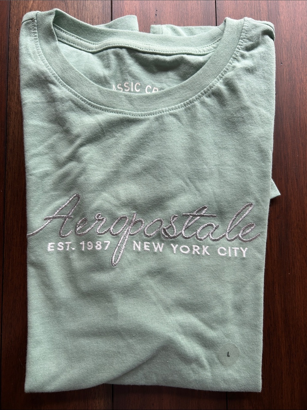 Aeropostale Sage Green Script Logo Tee